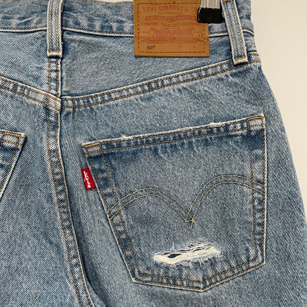 Levis Women Blue Ripped Jeans Size W24 L 30 - Picture 6 of 10